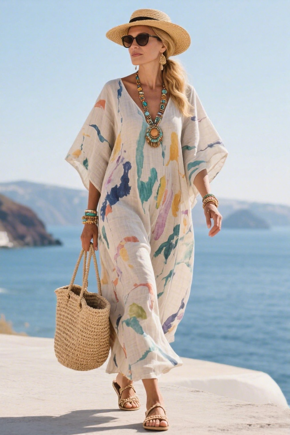 ladies summer beach dresses Valerie Dress Product Zip Front Lucky Day shoulder design with a Set Option:Dress/Jewel Sash/Jewel Headband