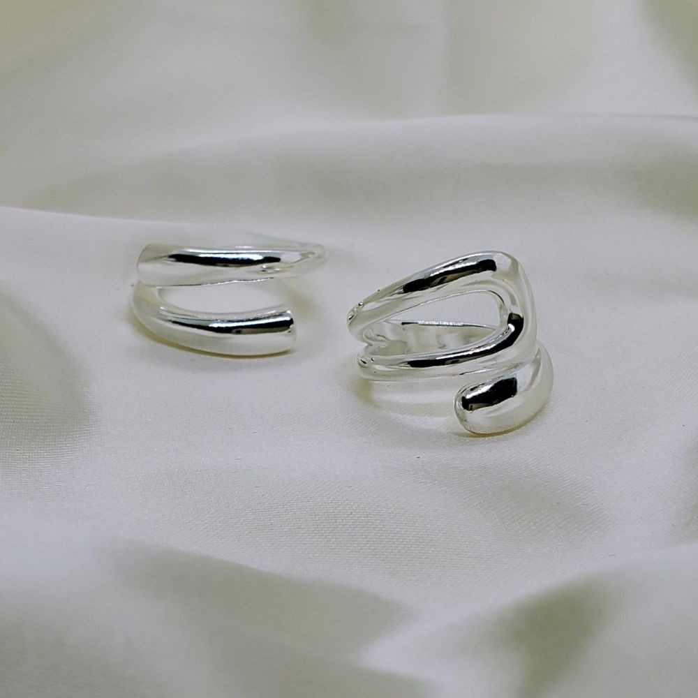 SILVER HOLLOW RING SET (ADJUSTABLE)