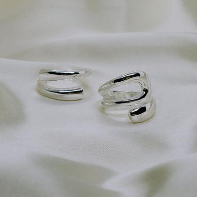 SILVER HOLLOW RING SET (ADJUSTABLE)
