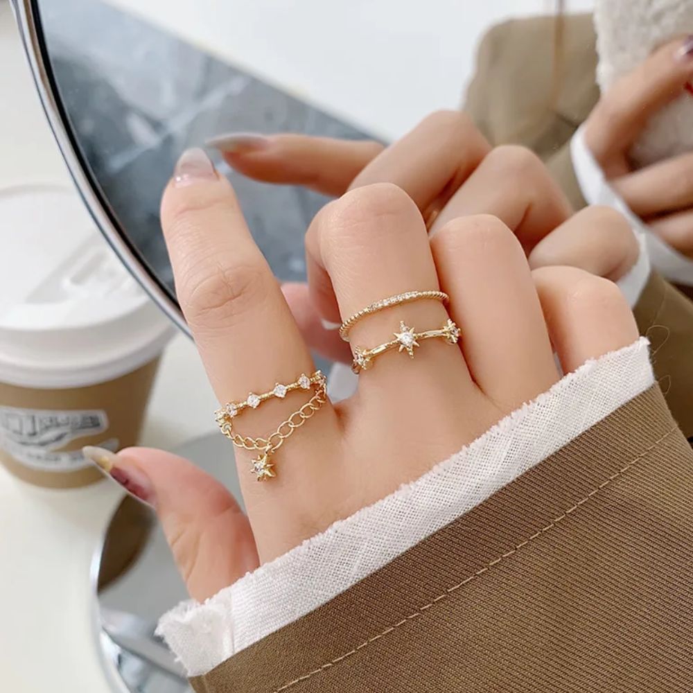 GOLD STAR RINGS SET (ADJUSTABLE)