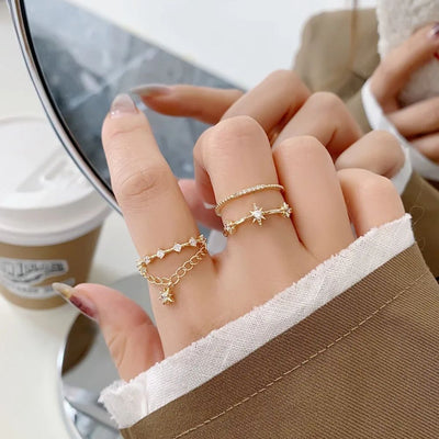 GOLD STAR RINGS SET (ADJUSTABLE)