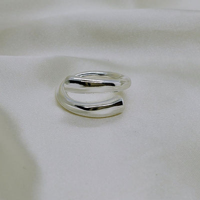 SILVER HOLLOW RING SET (ADJUSTABLE)