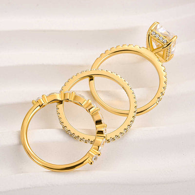 Jaily 3PC Wedding Ring Set | Gold
