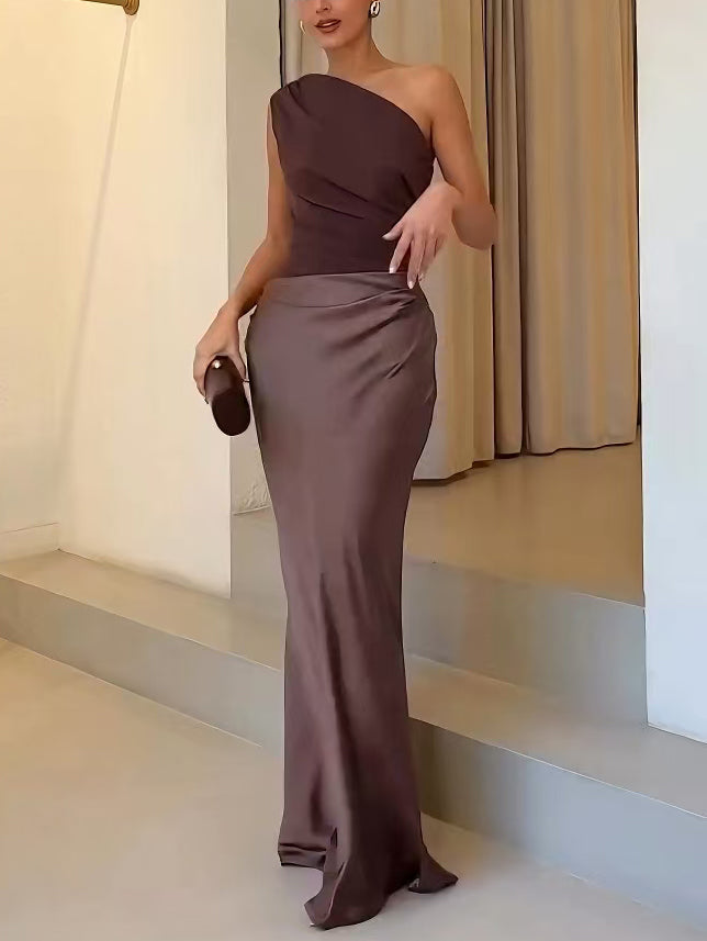 one shoulder pleated maxi dress Modern Day Glam Asymmetrical in Teal Whether youre attending a gala or a formal dinner Anita One Shoulder Pleated Maxi