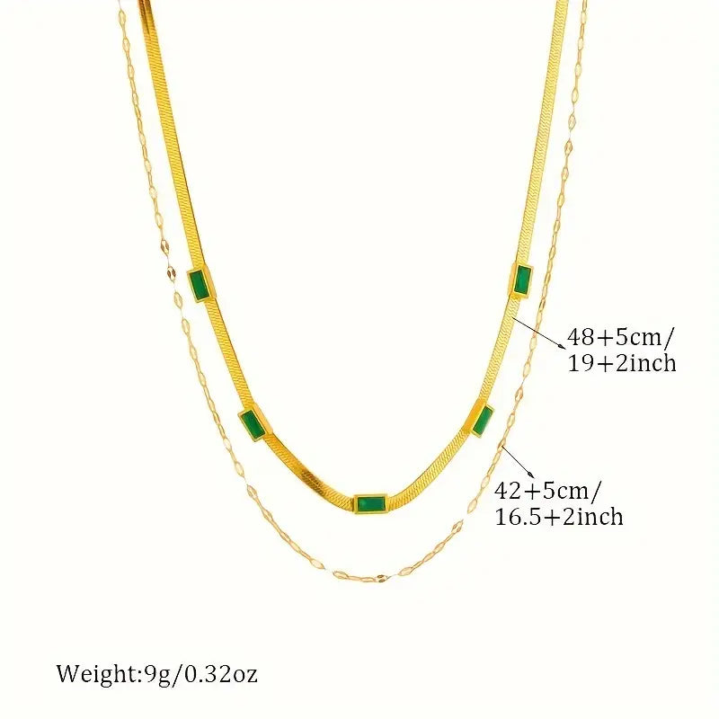 Sorella Gem Double-Layer Retro Necklace | Gold