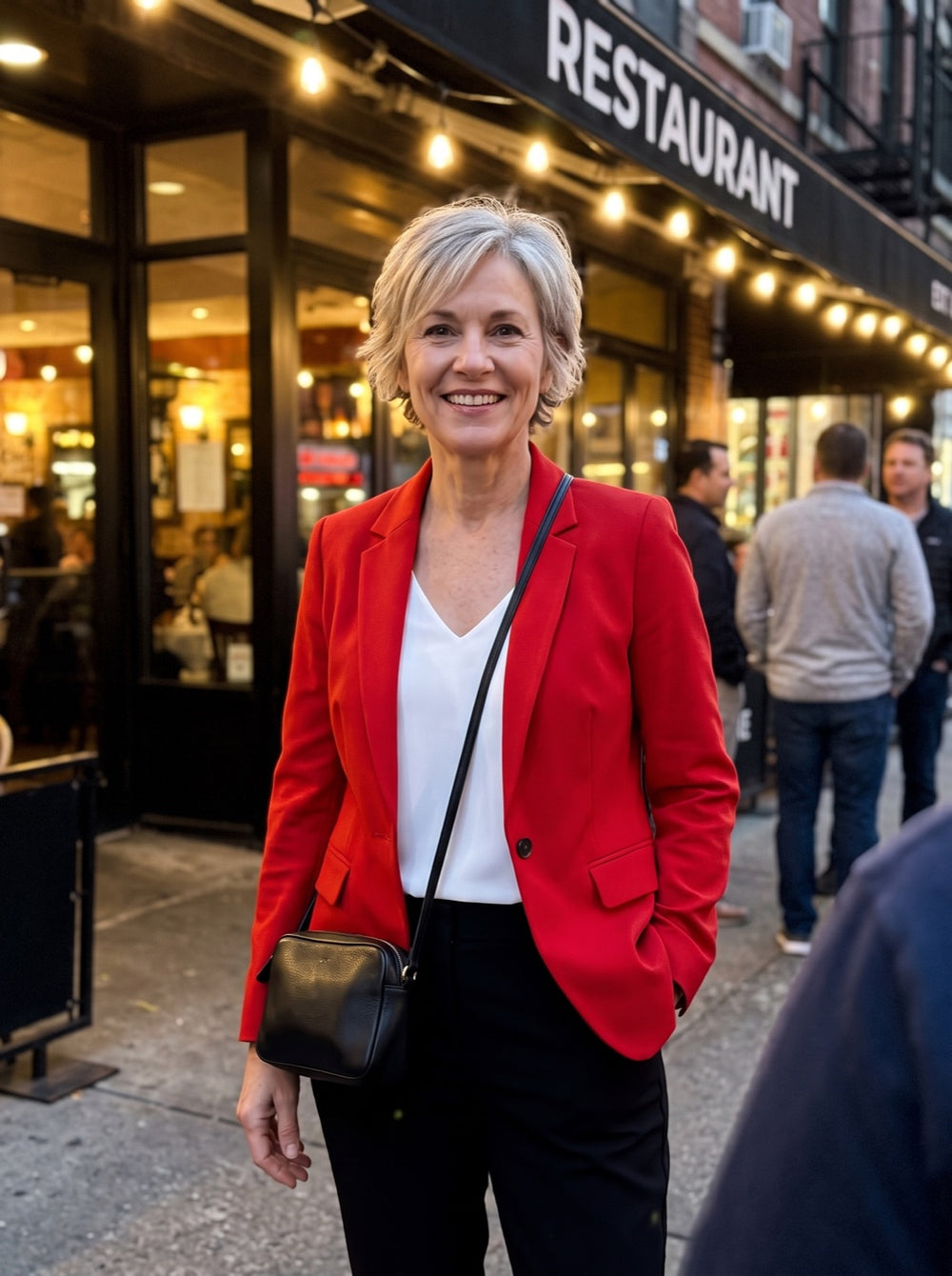 Woman wearing the Tailored Fitted Blazer